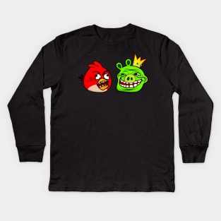 Rage-Bird and Troll-Pig Kids Long Sleeve T-Shirt